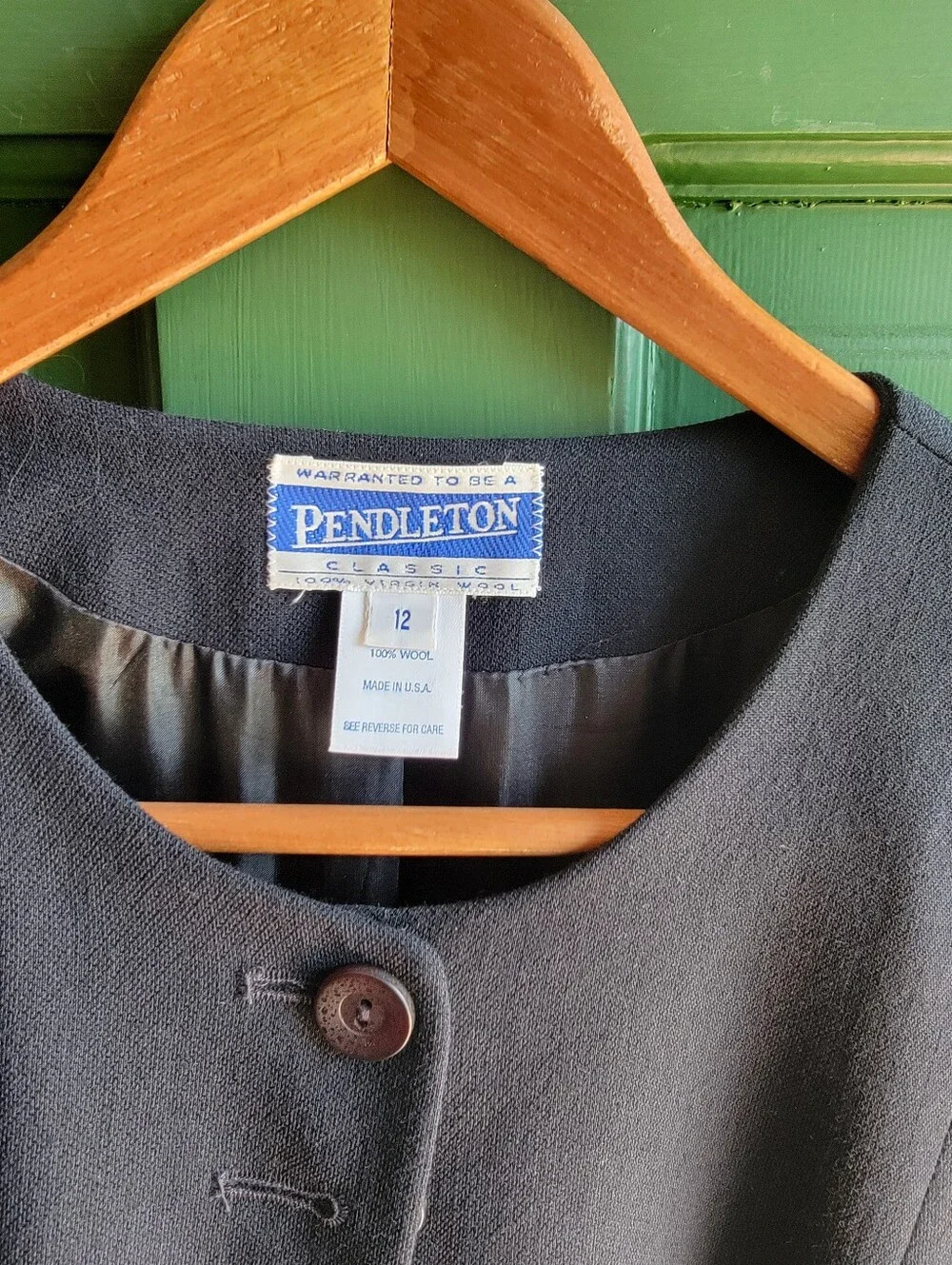 Vintage Pendleton Women's Navy Button-Front Round-Neck Blazer Sz 12 - Picture 2 of 6